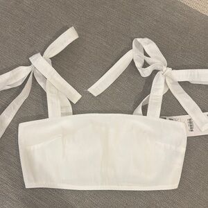 Zara White Crop Top with Bow Straps